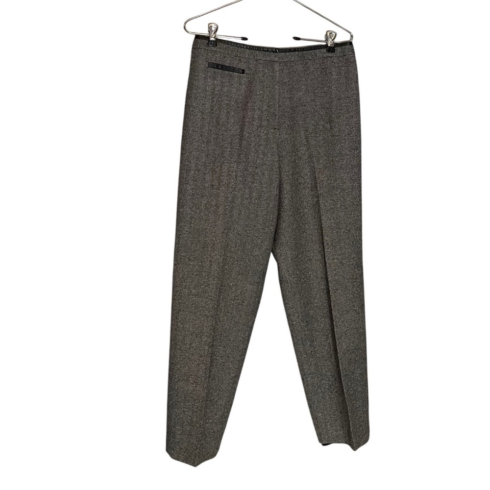 VTG Talbots Petites Grey Herringbone 100% Wool Dress Pants 10P Dark Academia